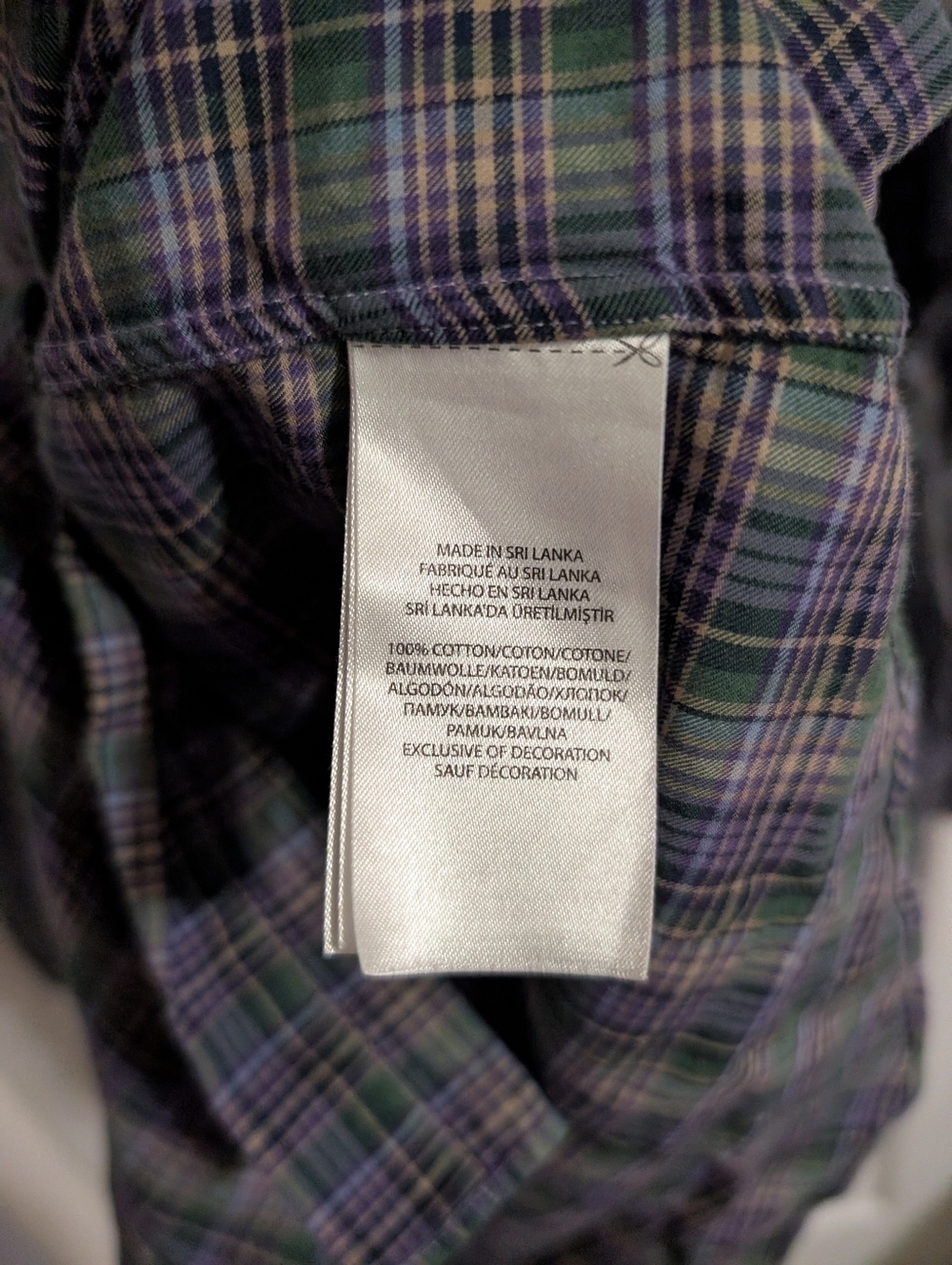 Polo Ralph Lauren Mens Top Purple Green Plaid Long Sleeve Button Pony Large - Picture 5 of 5